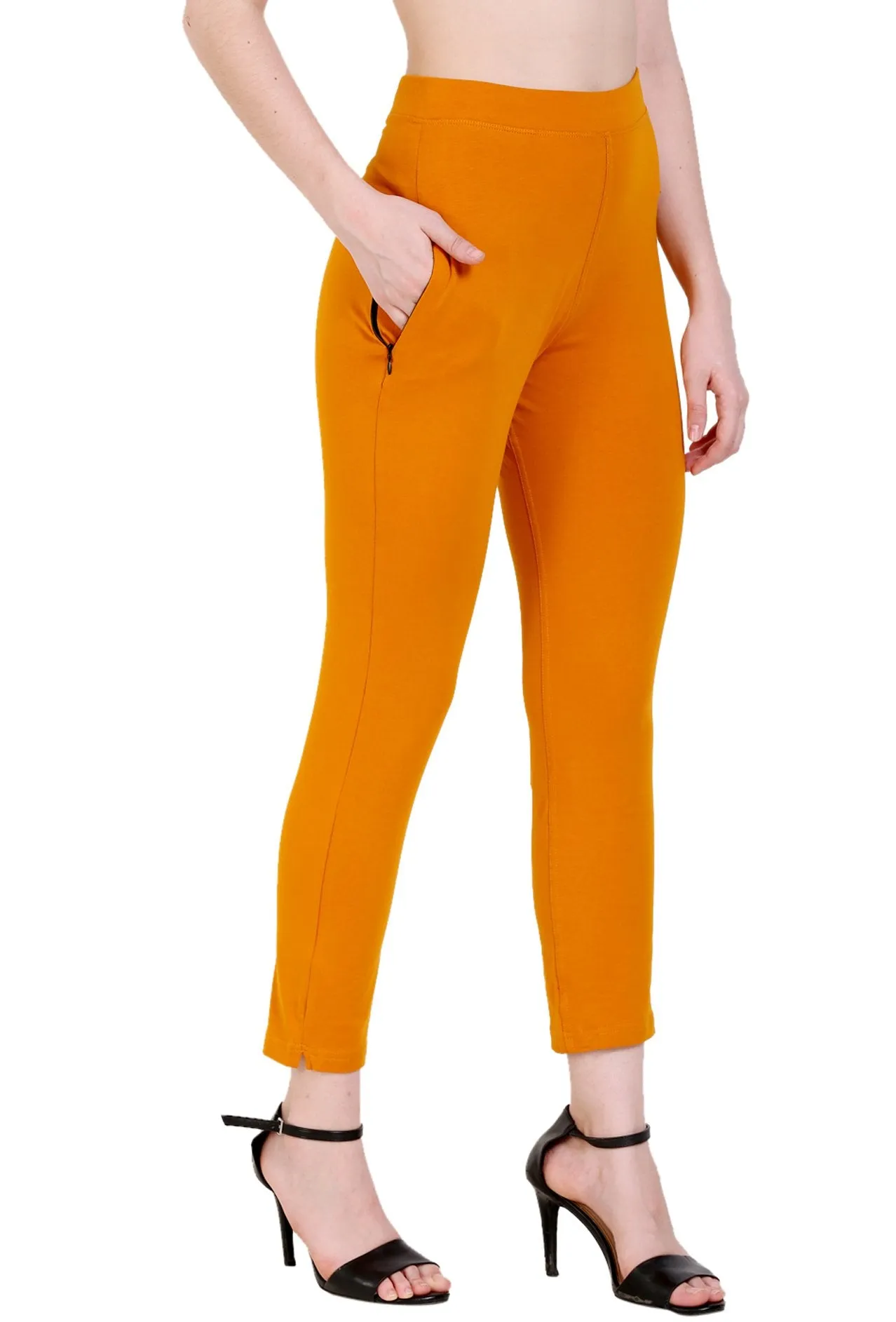 Sona Women's/Girl's International Soft  Cotton Regular Fit Straight Pants/Trouser-Orange