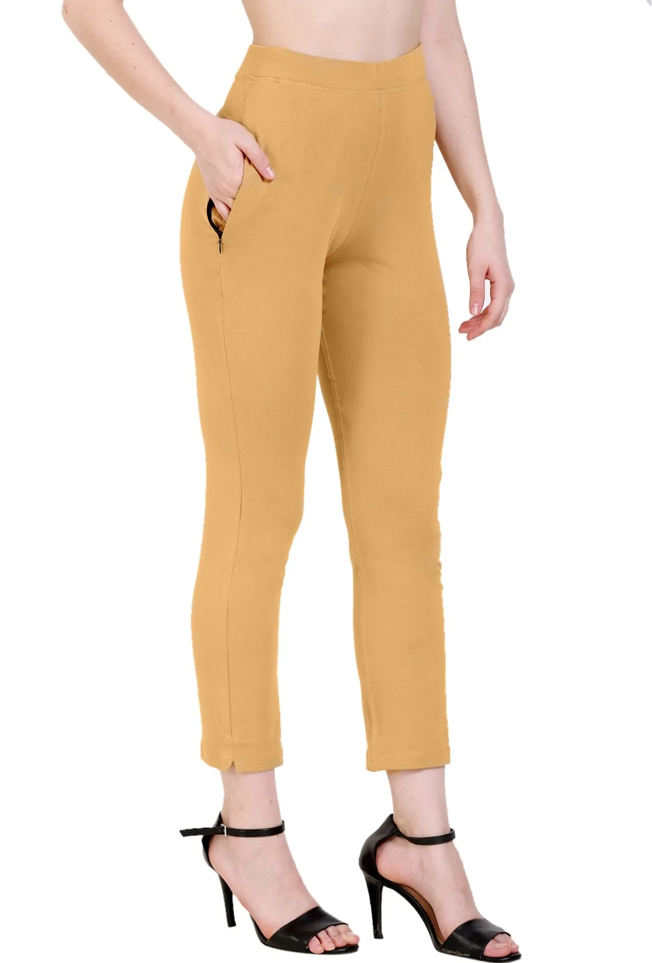 Sona Women's/Girl's International Soft  Cotton Regular Fit Straight Pants/Trouser-Orange