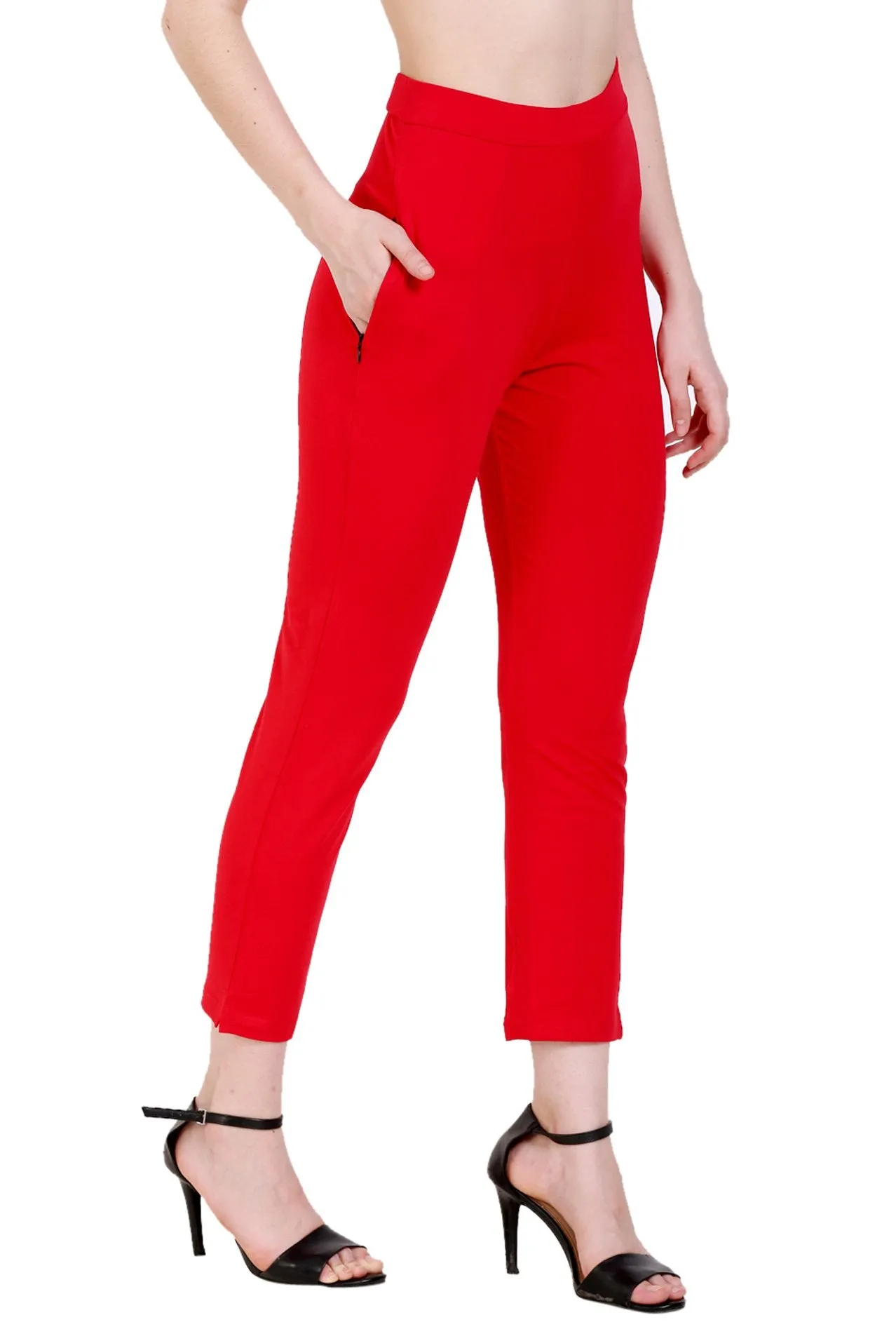 Sona Women's/Girl's International Soft  Cotton Regular Fit Straight Pants/Trouser-Orange