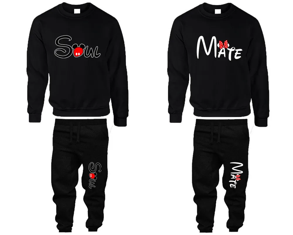 Soul & Mate Couple Matching Crewneck Sweaters and Jogger Pants – Stylish Unisex Top & Bottom Set | Mix & Match 4 Items Sold Separately
