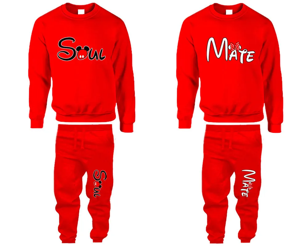 Soul & Mate Couple Matching Crewneck Sweaters and Jogger Pants – Stylish Unisex Top & Bottom Set | Mix & Match 4 Items Sold Separately