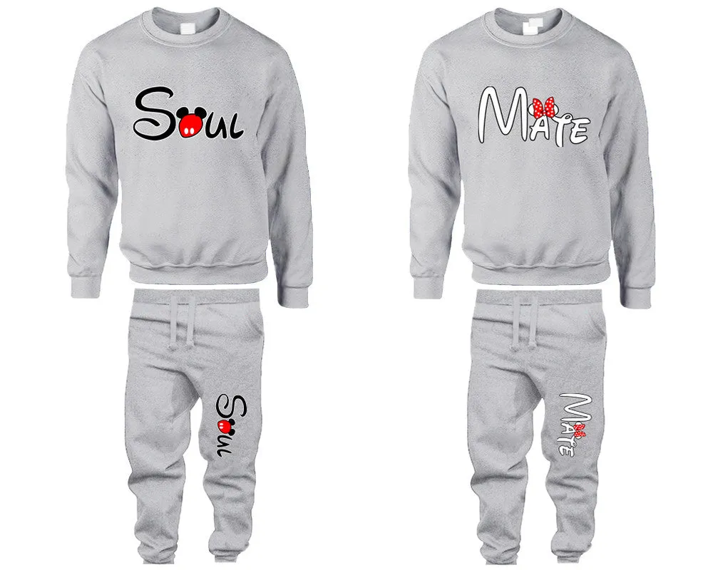 Soul & Mate Couple Matching Crewneck Sweaters and Jogger Pants – Stylish Unisex Top & Bottom Set | Mix & Match 4 Items Sold Separately