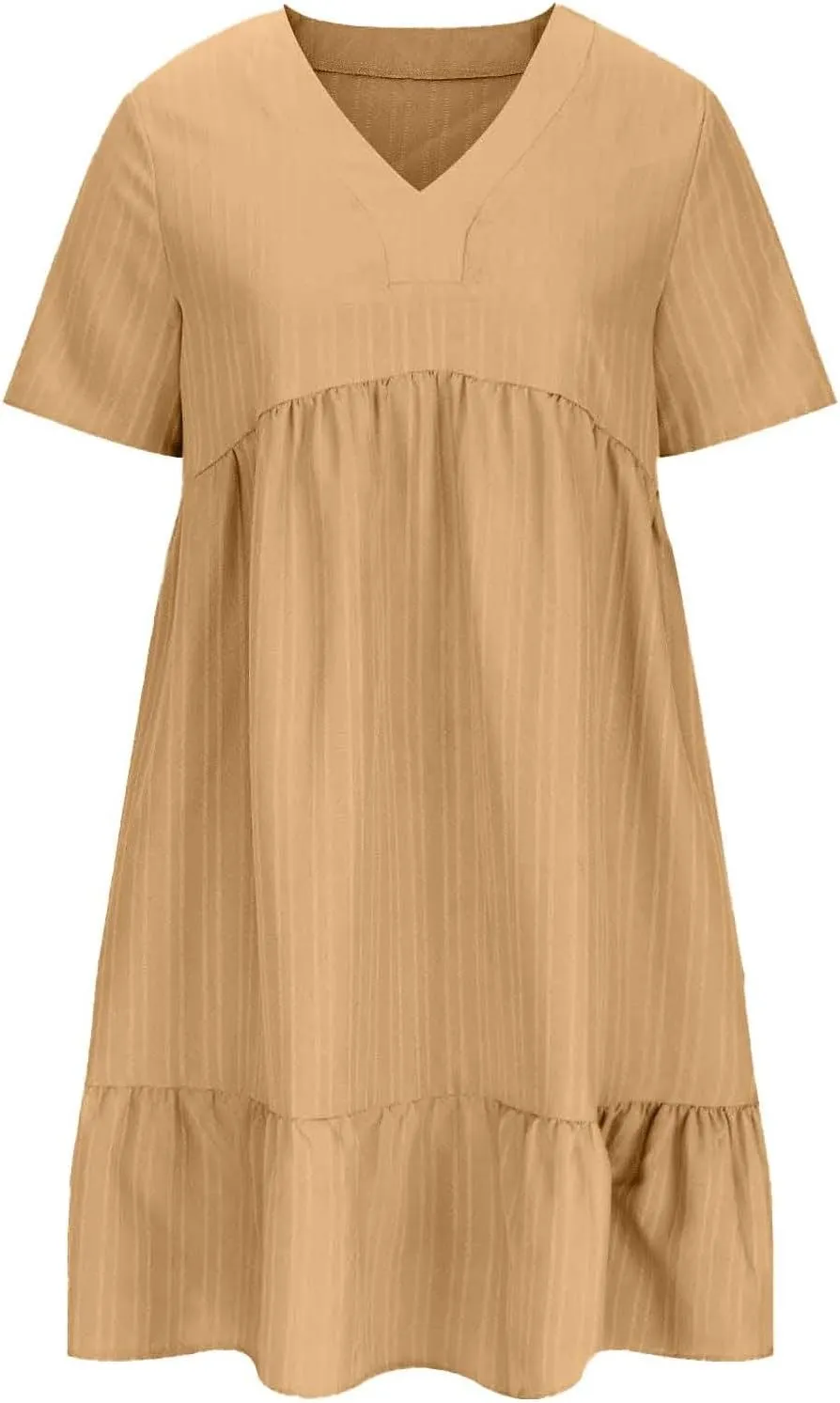 Summer Dresses for Women 2025 Trendy Short Sleeve Pleated Midi Dress Casual Flowy V Neck Elegant Beach Sundresses