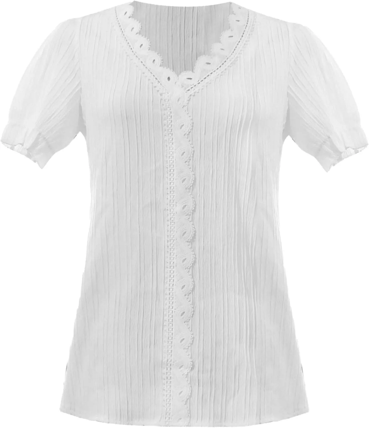 Summer Tops for Women 2025 Casual Lace V Neck Plain Elegant Shirt Fashion Solid Short Sleeve Tunic Blouses Outfits