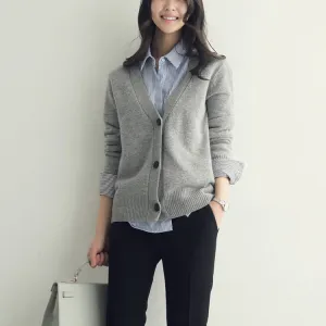 Sweater Women Trendy Gray All-Matching Loose Korean Knitted Cardigan Outerwear