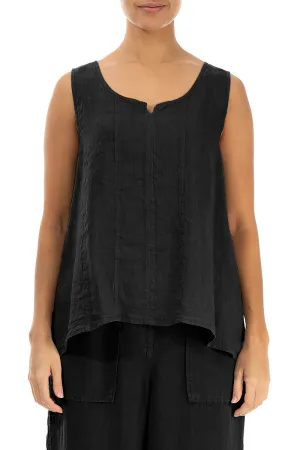 Sweetheart Neck Black Linen Top
