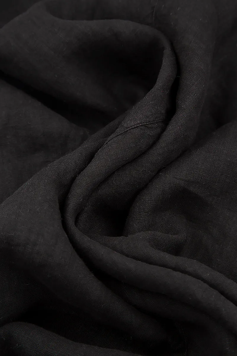 Sweetheart Neck Black Linen Top
