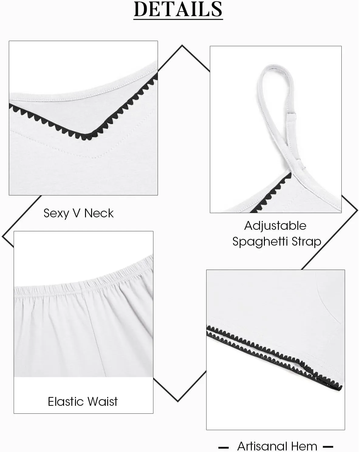 Tankaneo Womens Pajama Sets 2 Piece Lounge Outfits Sleeveless Camisole Tops and Shorts Summer Sleepwear