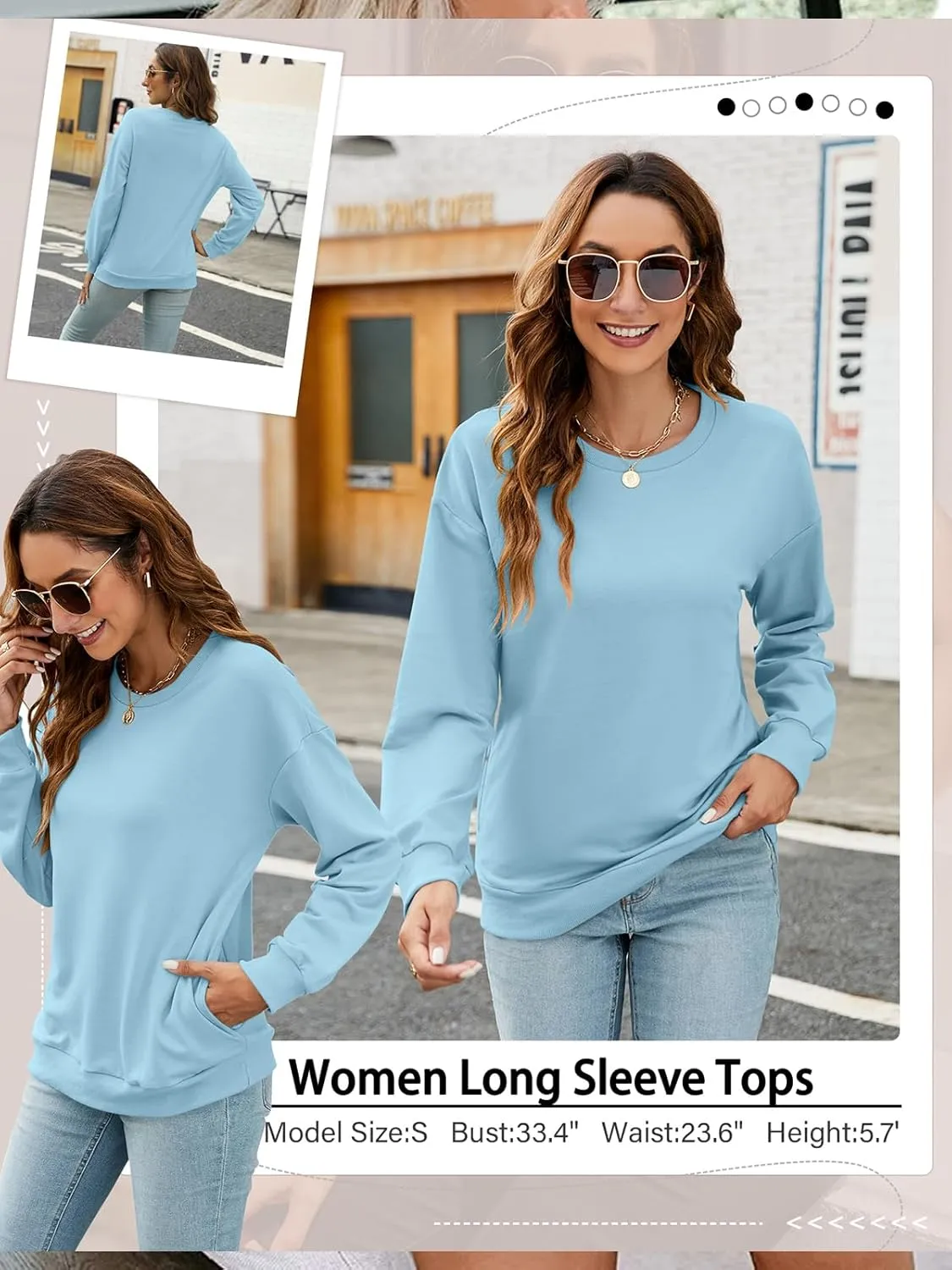 TICTICMIMI Women's Casual Long Sleeve Color Block/Solid Tops Crewneck Sweatshirts Cute Loose Fit Pullover with Pockets