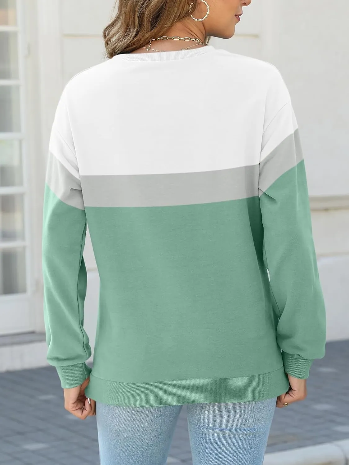 TICTICMIMI Women's Long Sleeve Tops Casual Color Block/Solid Cute Crewneck Sweatshirts Pullover Fall Shirts
