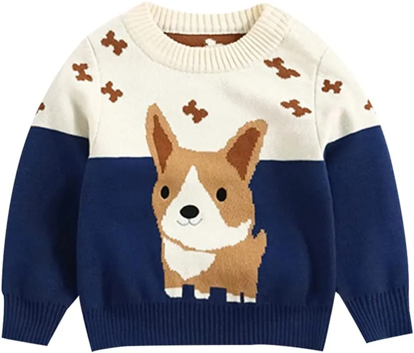 Toddler Baby Boy Knit Sweater Pullover Cotton Cartoon Sweatshirt