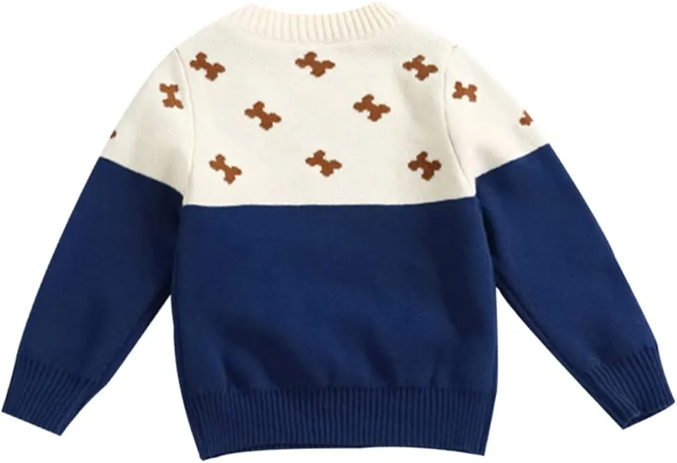 Toddler Baby Boy Knit Sweater Pullover Cotton Cartoon Sweatshirt
