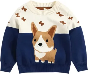 Toddler Baby Boy Knit Sweater Pullover Cotton Cartoon Sweatshirt