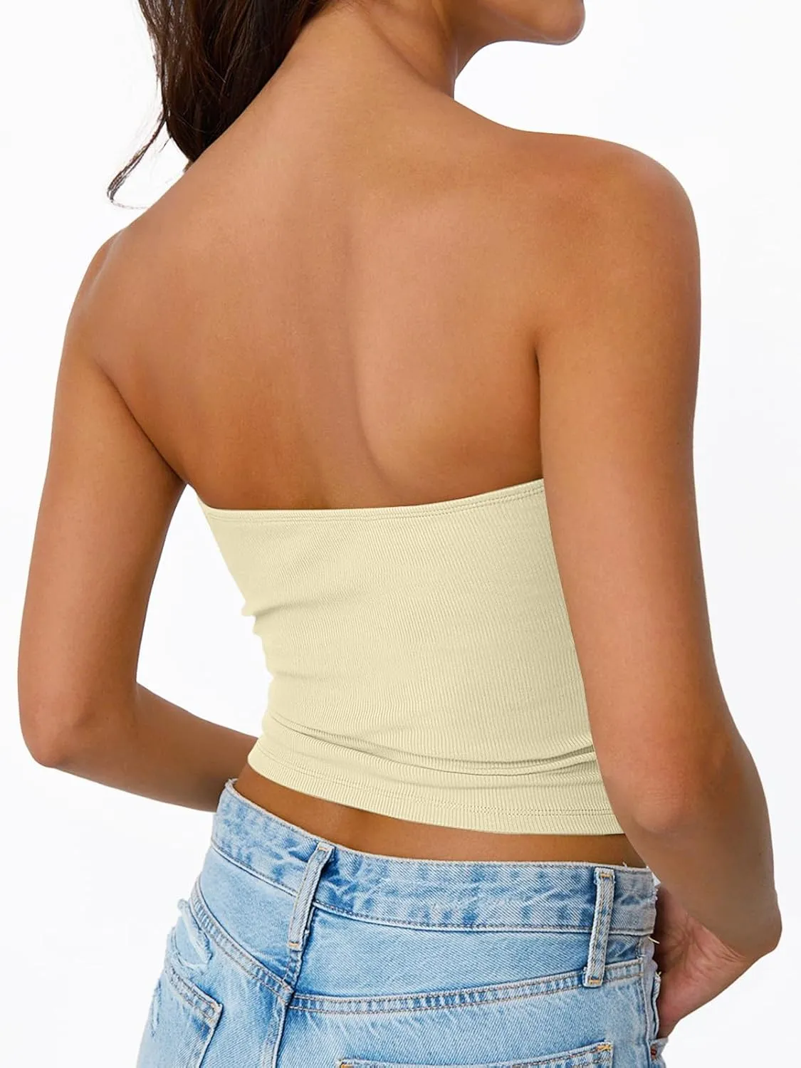 Trendy Queen Tube Tops for Women 2025 Summer Going Out Crop Ribbed Tank Bandeau Sexy Fashion Y2k Spring Sleeveless Bra
