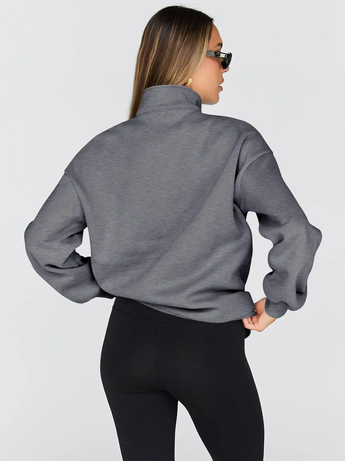 Trendy Queen Womens Oversized Sweatshirts Fall Fashion Hoodies Half Zip Pullover Long Sleeve Shirts Clothes Outfits