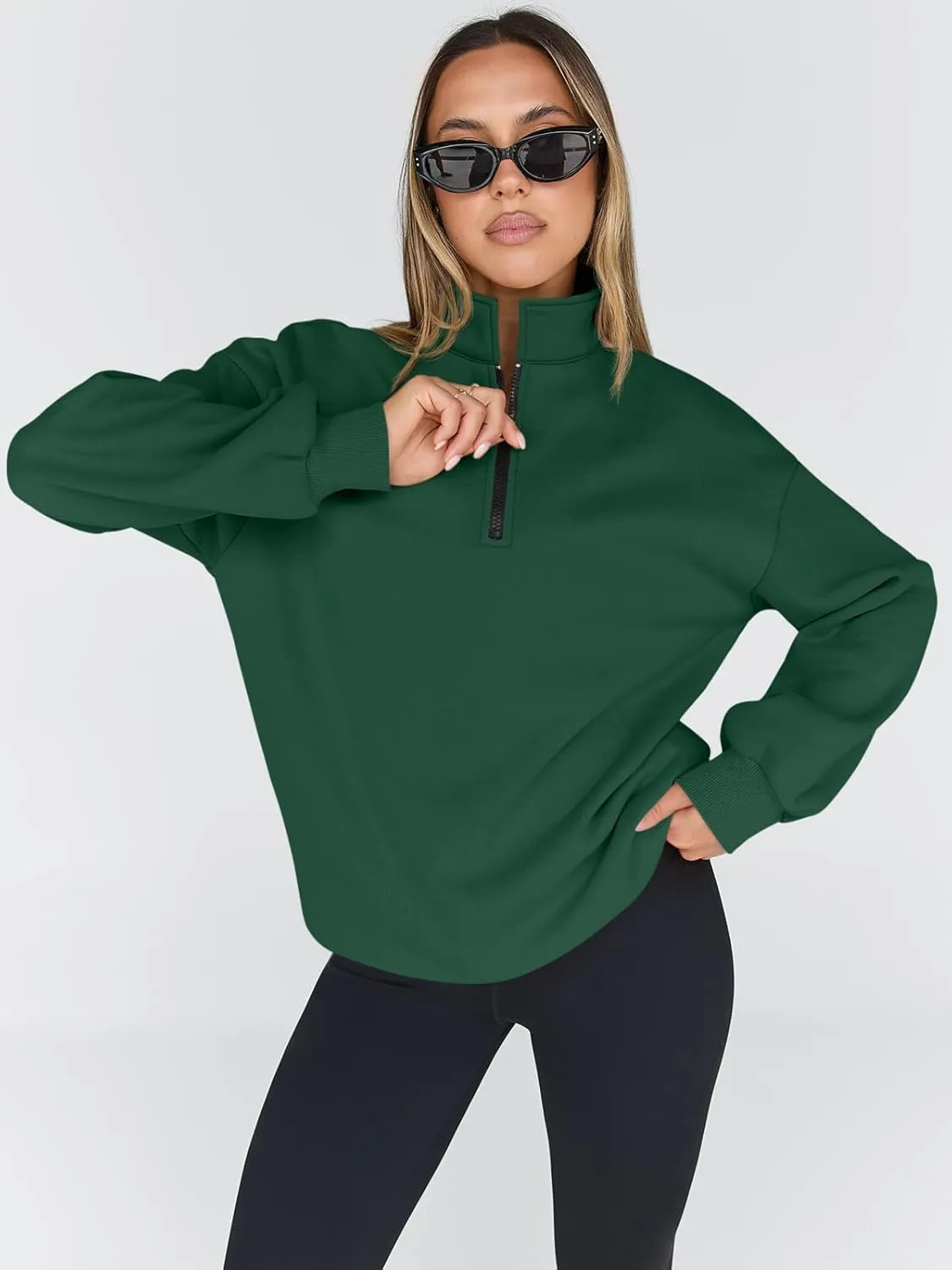 Trendy Queen Womens Oversized Sweatshirts Fall Fashion Hoodies Half Zip Pullover Long Sleeve Shirts Clothes Outfits