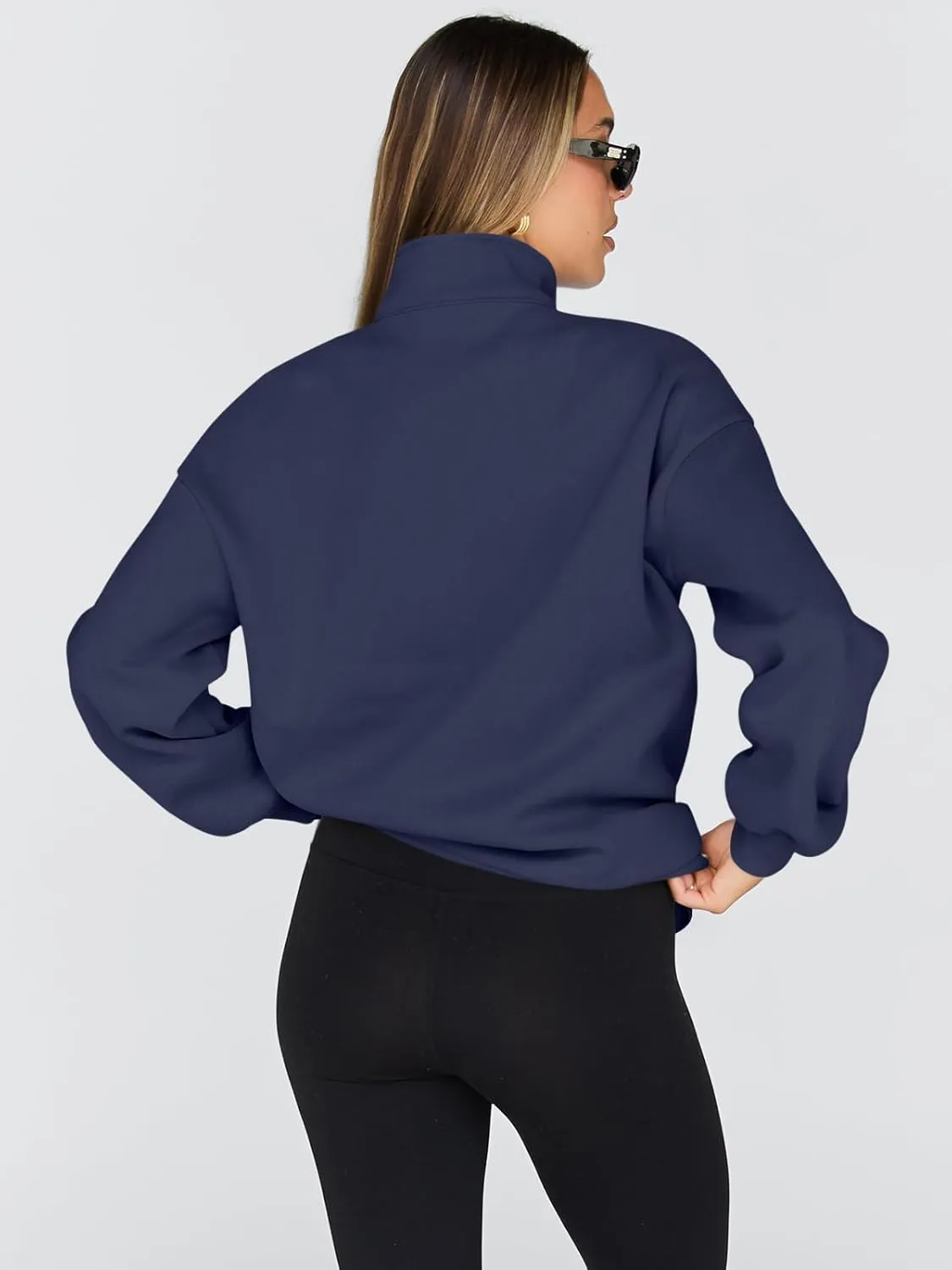 Trendy Queen Womens Oversized Sweatshirts Fall Fashion Hoodies Half Zip Pullover Long Sleeve Shirts Clothes Outfits