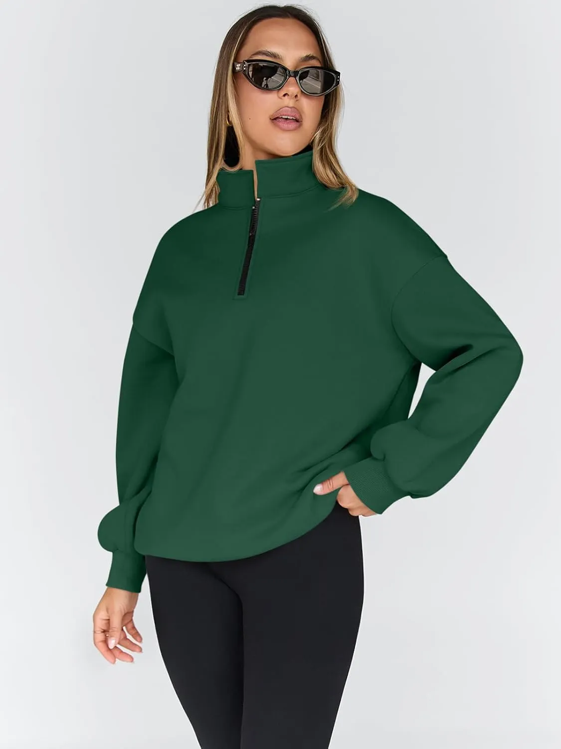 Trendy Queen Womens Oversized Sweatshirts Fall Fashion Hoodies Half Zip Pullover Long Sleeve Shirts Clothes Outfits
