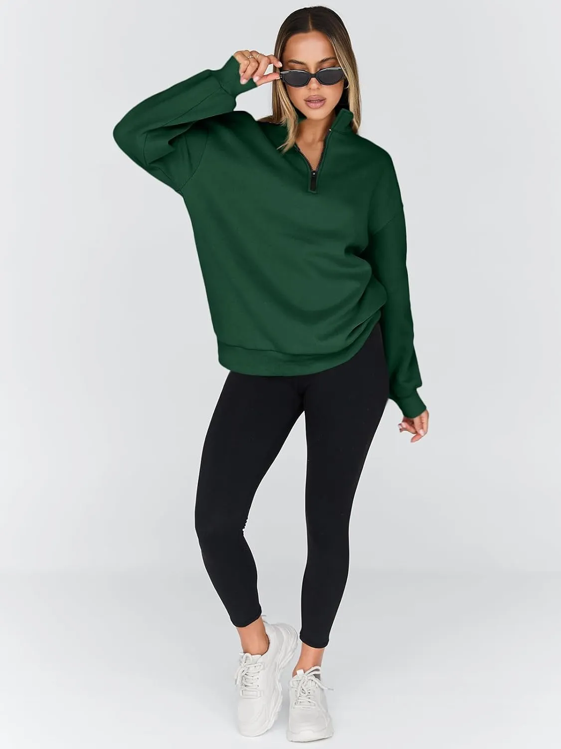 Trendy Queen Womens Oversized Sweatshirts Fall Fashion Hoodies Half Zip Pullover Long Sleeve Shirts Clothes Outfits