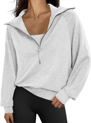 Trendy Queen Womens Oversized Sweatshirts Half Zip Pullover Long Sleeve Quarter Zip Hoodies Teen Girls Fall Y2K Clothes