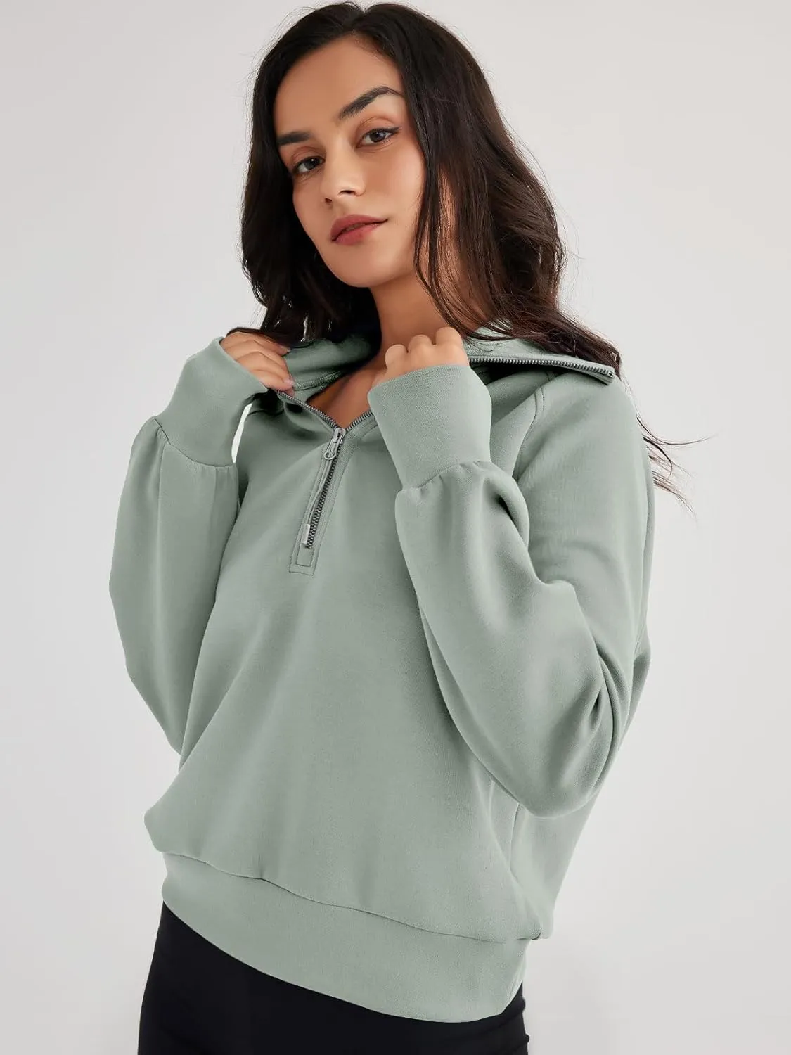 Trendy Queen Womens Oversized Sweatshirts Half Zip Pullover Long Sleeve Quarter Zip Hoodies Teen Girls Fall Y2K Clothes