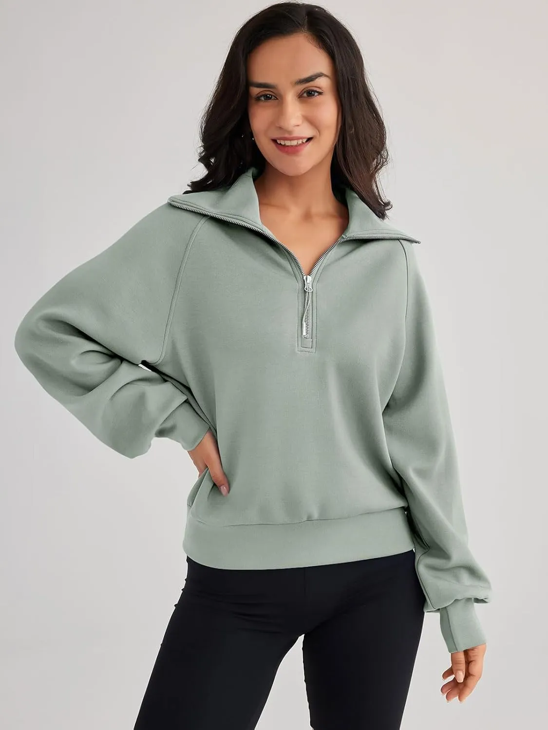Trendy Queen Womens Oversized Sweatshirts Half Zip Pullover Long Sleeve Quarter Zip Hoodies Teen Girls Fall Y2K Clothes