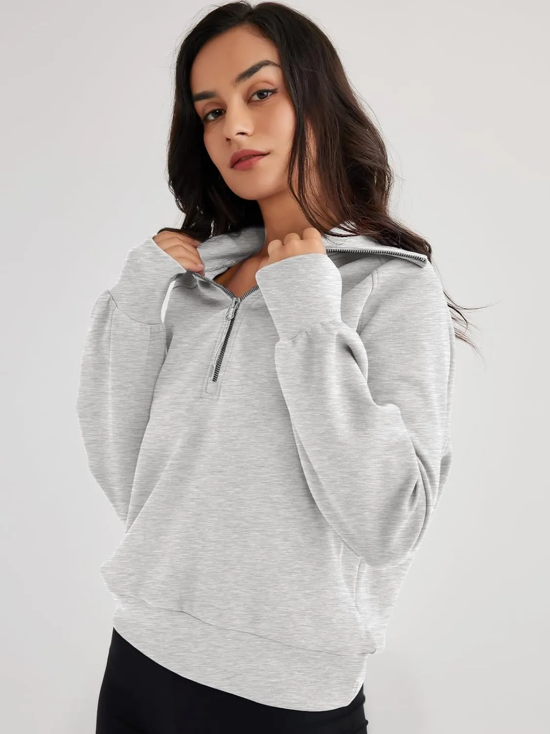 Trendy Queen Womens Oversized Sweatshirts Half Zip Pullover Long Sleeve Quarter Zip Hoodies Teen Girls Fall Y2K Clothes