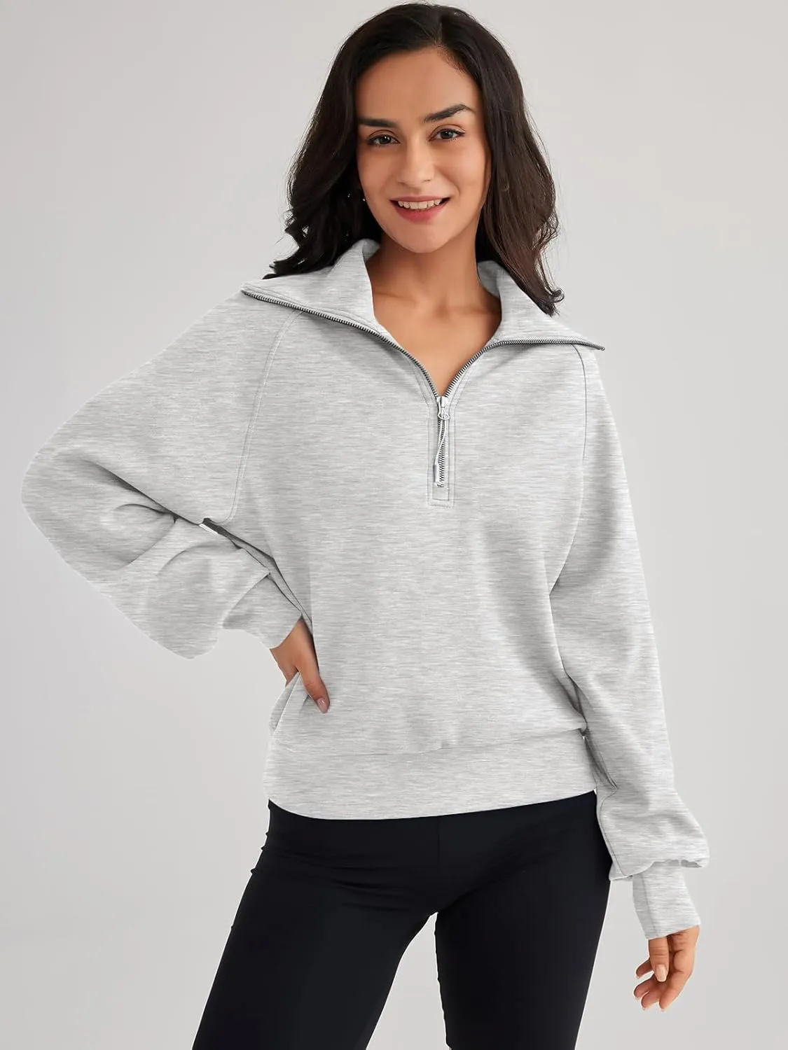 Trendy Queen Womens Oversized Sweatshirts Half Zip Pullover Long Sleeve Quarter Zip Hoodies Teen Girls Fall Y2K Clothes
