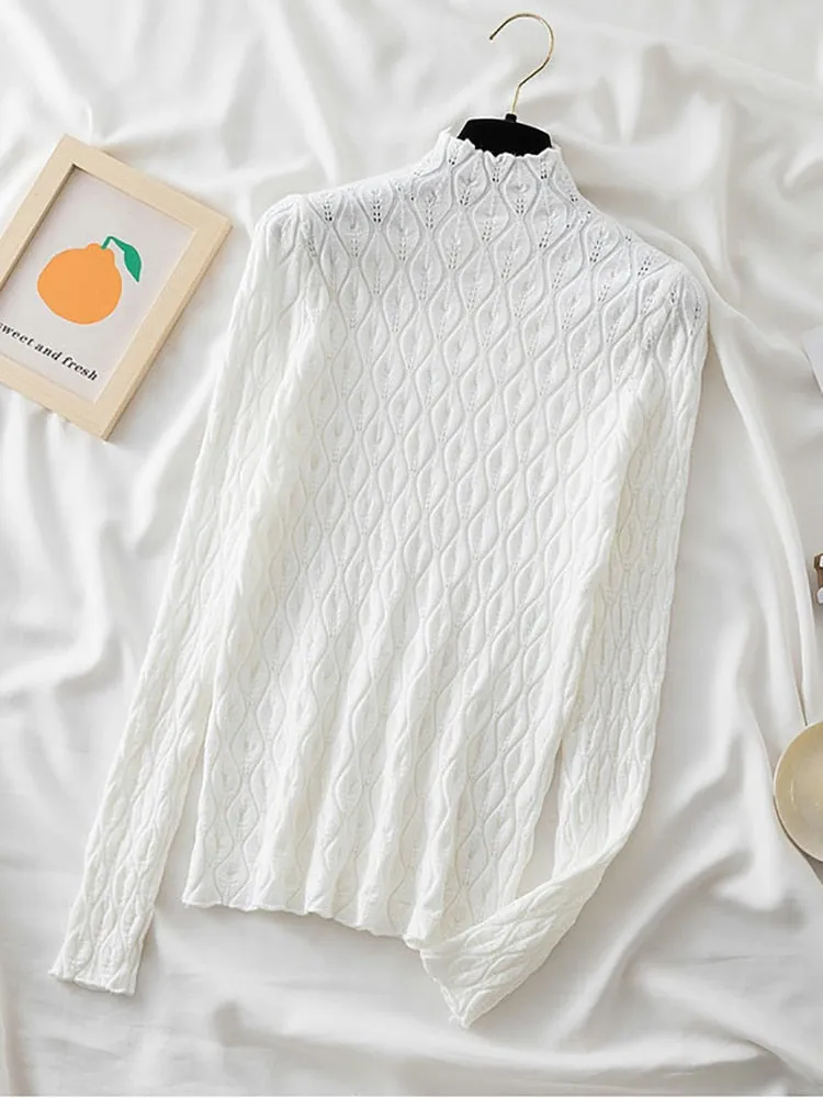 Turtleneck Women Sweaters Warm Pullover Slim Tops Knitted