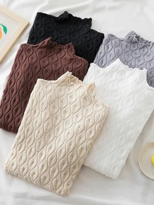 Turtleneck Women Sweaters Warm Pullover Slim Tops Knitted