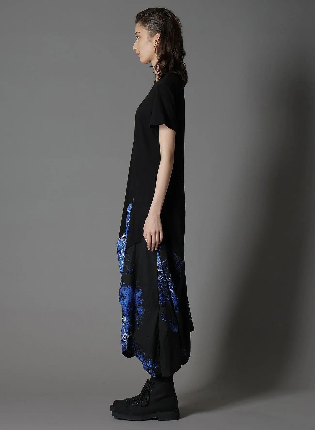 ULTIMA TRICOT RAYON PRINT TILE PATTERN SQUARE T-DRESSES