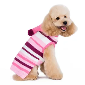 UNEVEN PINK STRIPE DOG SWEATER