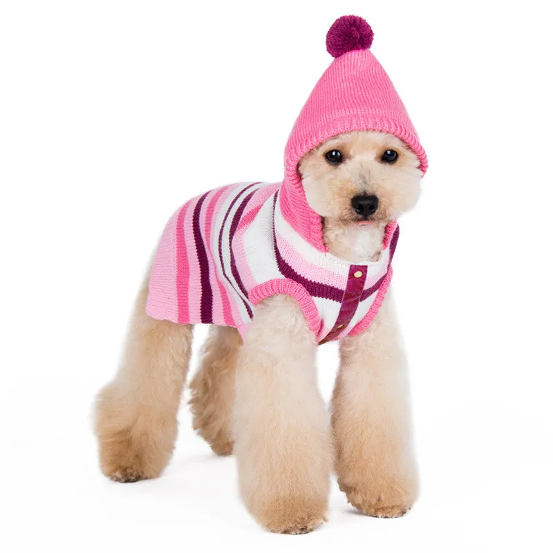 UNEVEN PINK STRIPE DOG SWEATER
