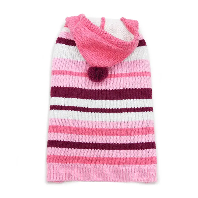 UNEVEN PINK STRIPE DOG SWEATER