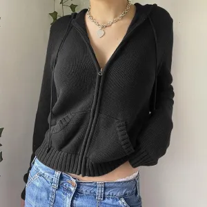 Warm Hooded Zippered Cardigan Solid Color Jacket