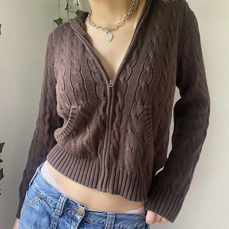 Warm Hooded Zippered Cardigan Solid Color Jacket