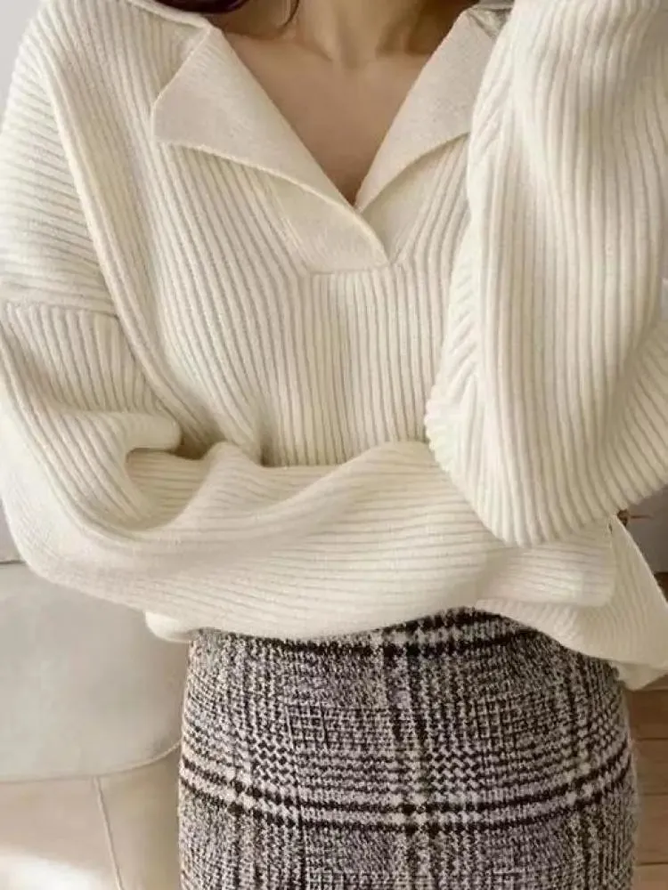 Wenkouban-Christmas Thanksgiving outfits_Basic Warm Vintage Green Oversized Loose White Christmas Sweater