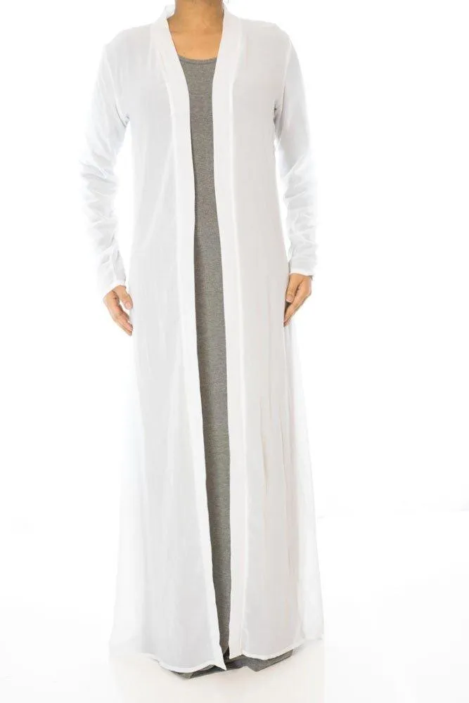 White Basic Maxi Cardigan