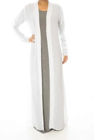 White Basic Maxi Cardigan