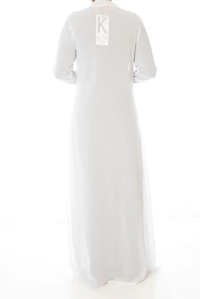 White Basic Maxi Cardigan