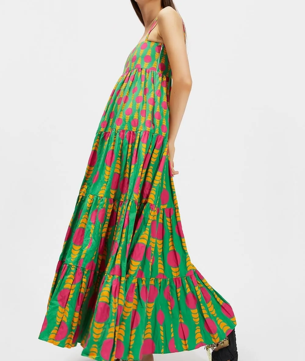 Women Boho Maxi Cami Dress Graphic Spaghetti Strap Long Dress Floral Backless Flowy Sundress Summer Beach Dress