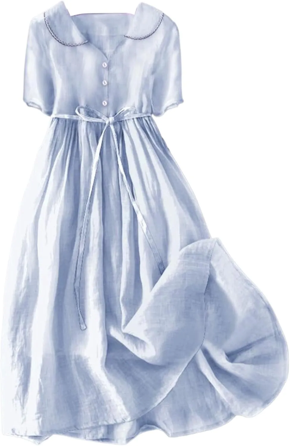 Women Cotton Linen Dresses 3/4 Sleeve Floral Print 2025 Maxi Button Down Casual Boho Plus Size A Line Summer Dress