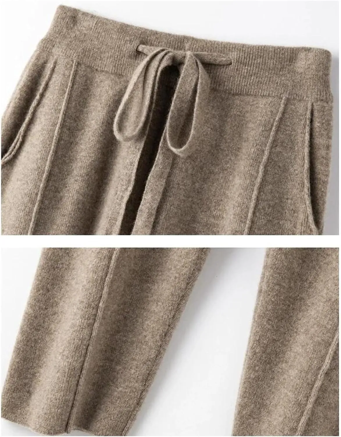 Women Knitted Harem Pants High Waist Drawstring Loose Warm Casual Sweatpants
