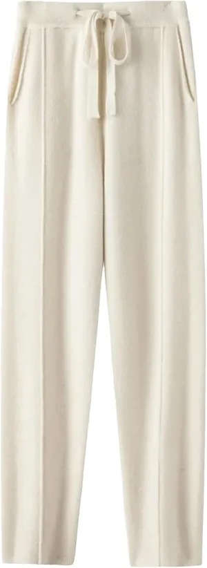 Women Knitted Harem Pants High Waist Drawstring Loose Warm Casual Sweatpants