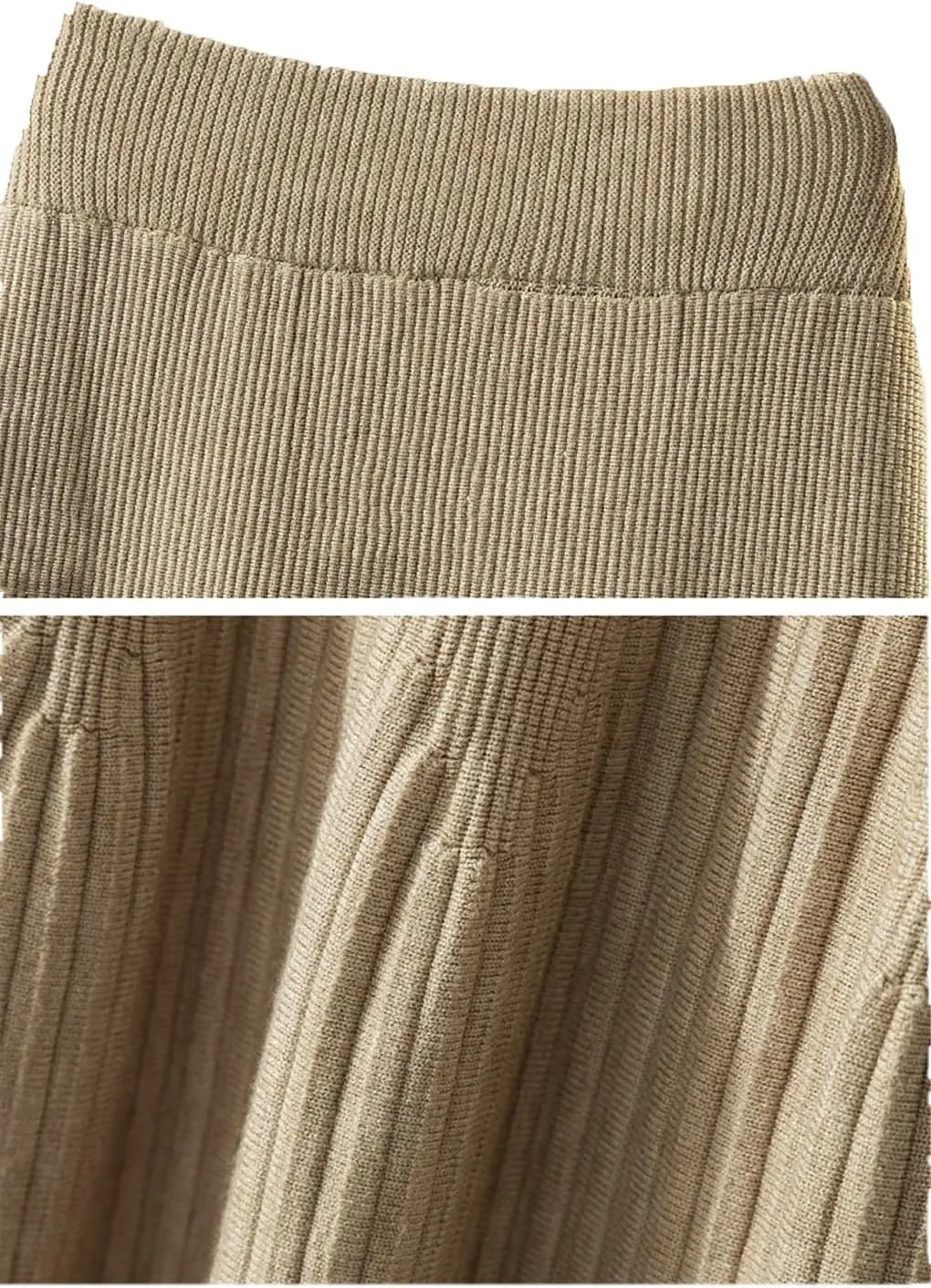 Women Knitted Midi Long Skirt Autumn Winter A Line High Waist Pleated Mid-Length Skirt Female