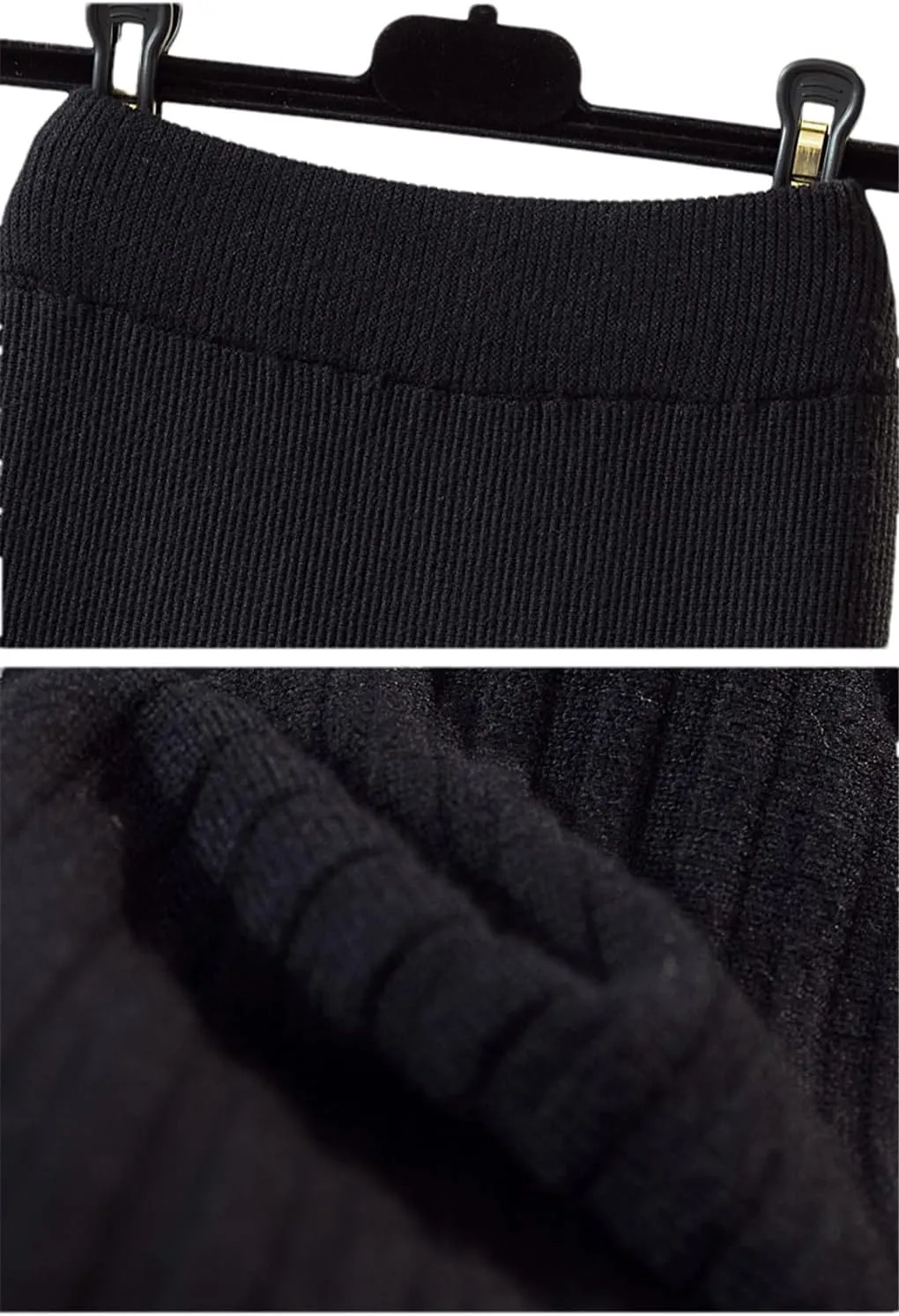 Women Knitted Midi Long Skirt Autumn Winter A Line High Waist Pleated Mid-Length Skirt Female