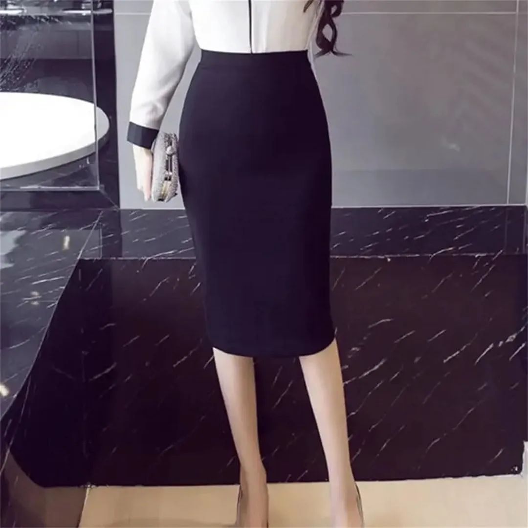 Women Pencil Long Skirts High Waist Casual Summer Sexy Skirts Slim Red Office Work Wear Black Skirt