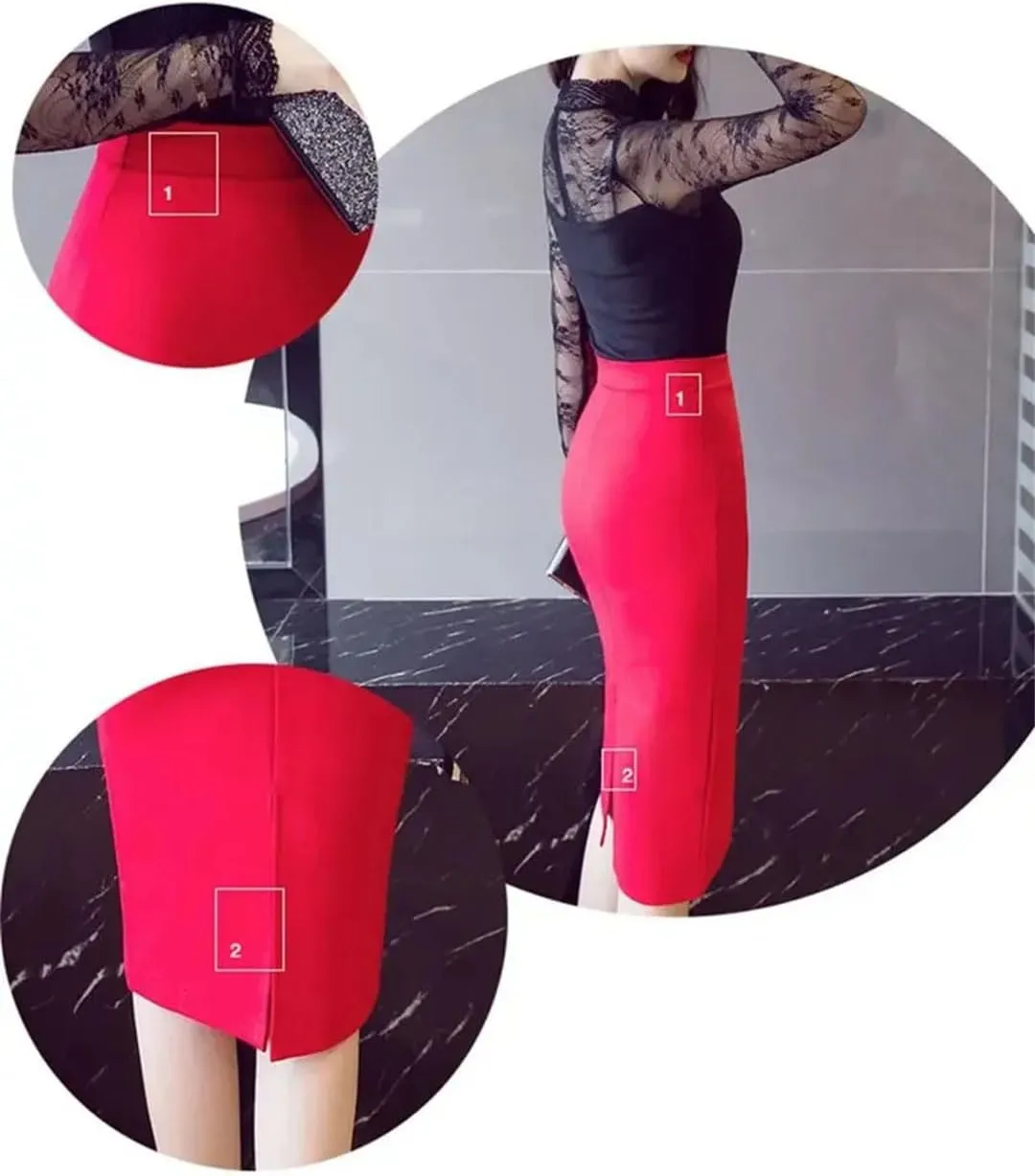 Women Pencil Long Skirts High Waist Casual Summer Sexy Skirts Slim Red Office Work Wear Black Skirt