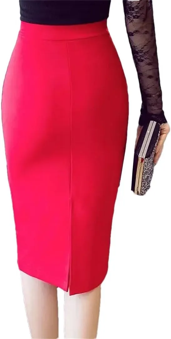 Women Pencil Long Skirts High Waist Casual Summer Sexy Skirts Slim Red Office Work Wear Black Skirt