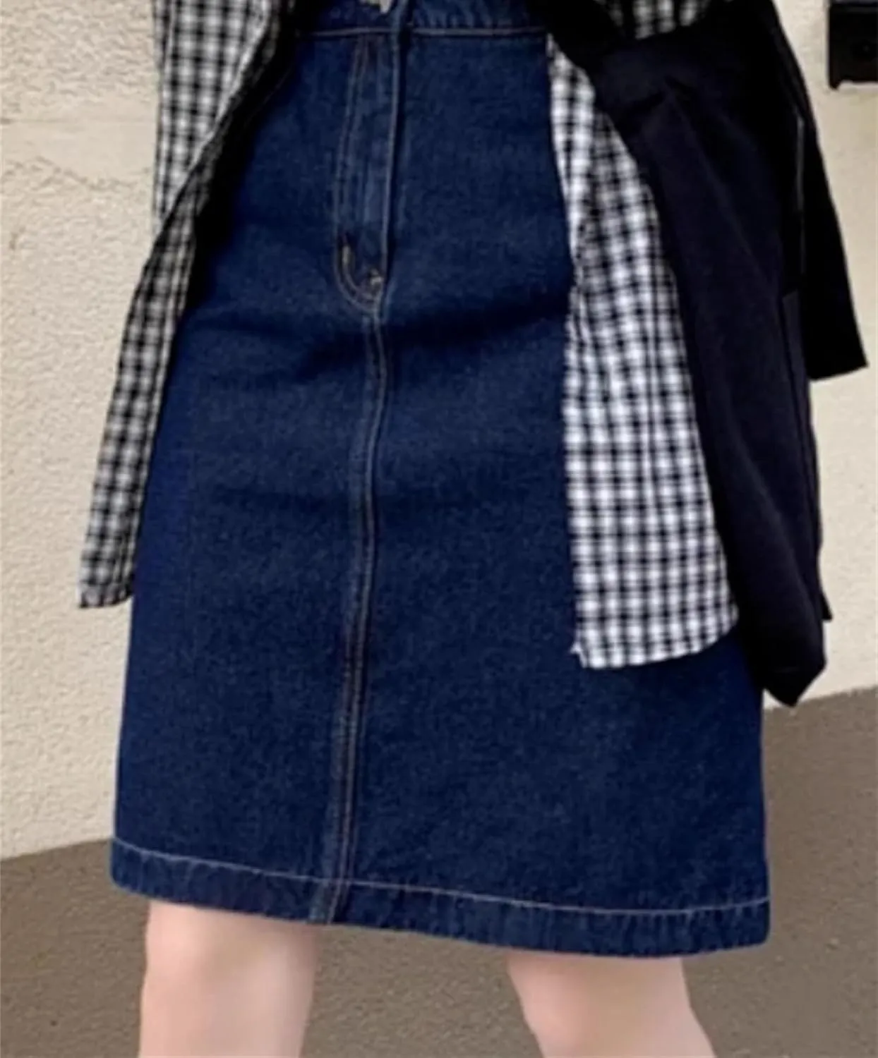 Women Slit Denim Skirts Vintage Solid Office Lady Elegant A-Line Skirt Summer High Waisted Casual Skirt